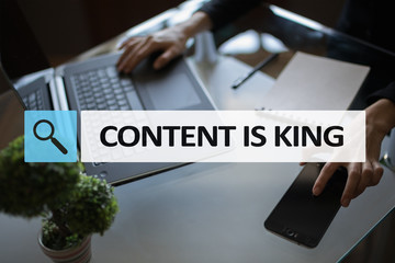 Wall Mural - content is king text in search bar. business, technology and internet concept. digital marketing.