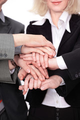 Wall Mural - group of business people with hands clasped together.