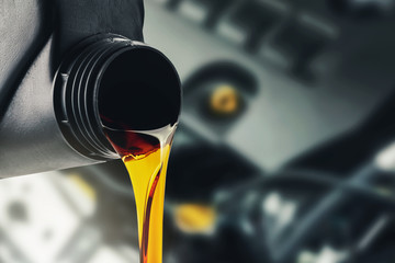 Wall Mural - pouring changing car engine oil