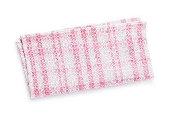 Wall Mural - Pink cotton napkin folded in half, isolated