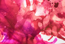 Beautiful Violet And Red Splashes Of Alcohol Inks As Abstract Background