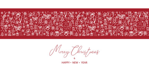 Wall Mural - Merry Christmas and Happy New Year. Hand Drawn. Vector illustration.