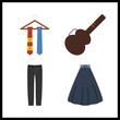 4 dress icon. Vector illustration dress set. tie and guitar protector icons for dress works