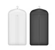Realistic Detailed 3d White and Black Blank Storage Clothes Cover Mockup Set. Vector
