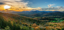Autumn Sunset At Flat Rock On The Blue Ridge Parkway - North Carolina