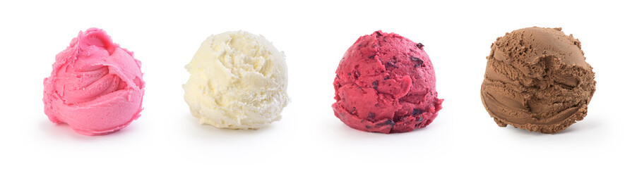 set of colorful ice cream on a white background