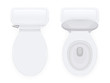 Toilet bowl with open and closed cover for water closet. Top