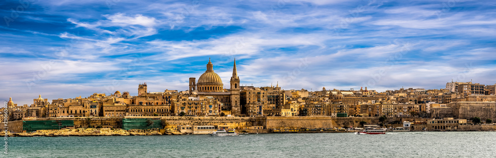 Obraz na płótnie Panorama skyline Valletta Malta w salonie