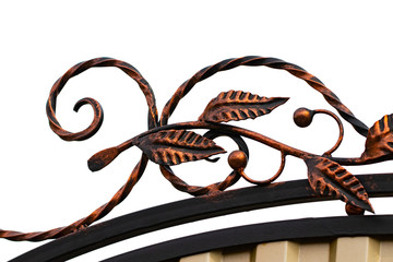 wrought-iron gates, ornamental forging, forged elements close-up