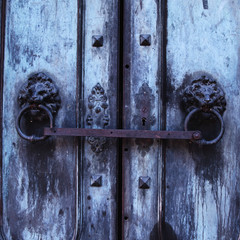 No exit concept. Close up lock on closed ancient doors of an medieval Castle.