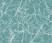 Vector Seamless Pattern Of White Winter Branches