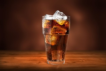 Poster - Glass of alcohol drink with cola, ice