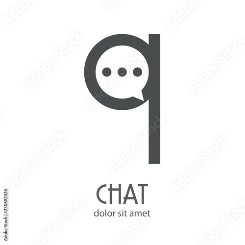 Logotipo Chat Con Letra Q Minúscula En Color Gris Buy This