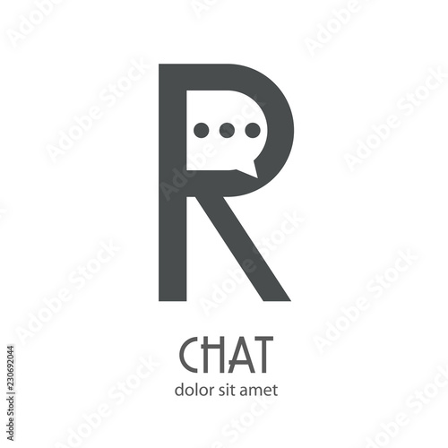 Logotipo Chat Con Letra R Mayúscula En Color Gris Buy This
