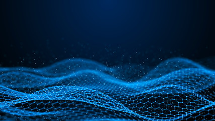 Fototapete - Data technology background. Abstract background. Connecting dots and lines on dark background. 3D rendering. 4k.