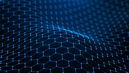 Leinwandbilder - Data technology background. Abstract background. Connecting dots and lines on dark background. 3D rendering. 4k.