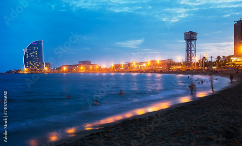 Barceloneta Beach In Night Buy This Stock Photo And