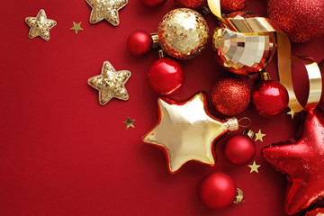 red and gold christmas ornaments