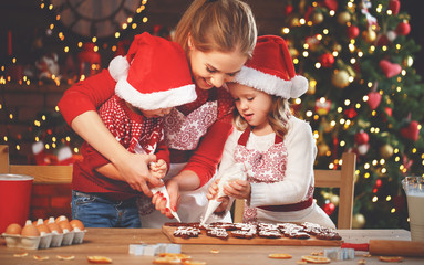 happy family bake christmas cookies