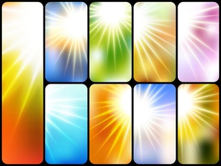 Wall Mural - ummer Sun Light Collage  - Daylight Sunshine Texture - Background with Rays of Light
