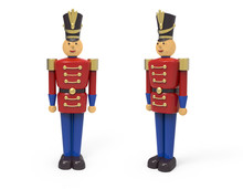 Christmas Vintage Wooden Soldier Toys. 3D Image On White Background