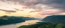Columbia River Gorge At Sunset