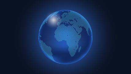 dark blue vector background. digital dotted globe