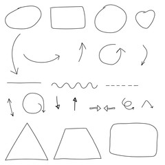 Wall Mural - arrows circles and abstract doodle writing design vector on white background. set business doodles.