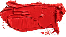 Textured Red Oil Paint Brush Stroke,convex With Shadows, Eps 10 Vector Illustration Isolated On Transparent Background