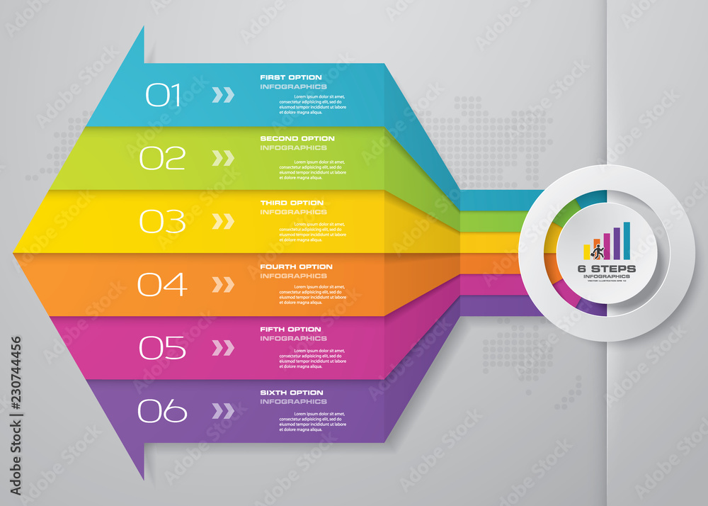 6 steps Infographics element arrow template chart for presentation. 素材庫 ...