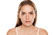 © vladimirfloyd - Portrait of young beautiful woman with no makeup on white backgeound