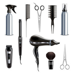 Sticker - Hairdresser Tools Realistic Set 