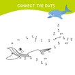 © Алёна Игдеева - Educational game for kids. Dot to dot game for children. Cartoon whale.