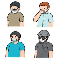 Sticker - vector set of people using medical protective mask