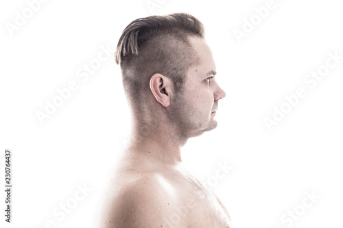 Fotografie, Obraz Man with hairy chest isolated on white background