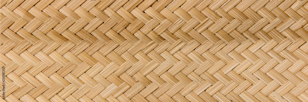 Panorama Rattan texture, detail handcraft bamboo weaving texture background,bamboo wall background. - obrazy, fototapety, plakaty 
