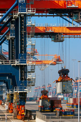 Wall Mural - Shipping sea container gantry crane port