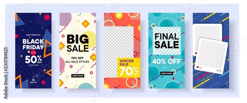Set Of Instagram Sale Banner Background Social Media Template Photo Can Be Use For Landing Page Website Mobile App Poster Flyer Coupon Gift Card Smartphone Template Web Design Buy This Stock
