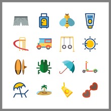 Summer Icon. Playground And Sun Vector Icons In Summer Set. Use This Illustration For Summer Works.