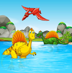 Plakat zwierzę dinozaur woda natura