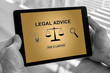 Legal advice concept on a tablet