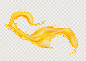 Wall Mural - Transparent orange liquid splash. Juice background. Elements for your design. Vector illustration. 