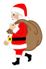 Wall Mural - Santa Claus carrying the sack - Side view