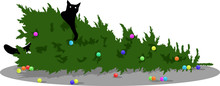 Black Cat Dropped Christmas Tree