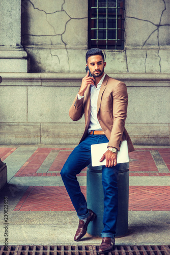 blue blazer jeans and brown shoes
