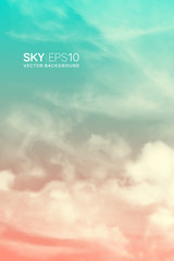 Wall Mural - vertical vector background with realistic pink-blue sky and clouds. the image can be used to design 