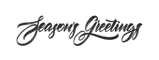 Wall Mural - handwritten calligraphic elegant modern brush lettering of seasons greetings isolated on white backg
