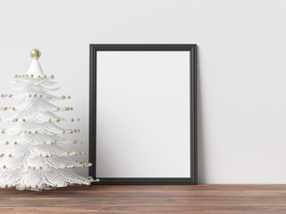 Poster Mockup Frame with Christmas Decoration