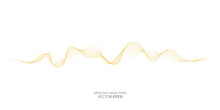 Vector Smooth Curve Wave Lines Gold Color Isolated On White Background For Luxury Concept Design Element Or Background.