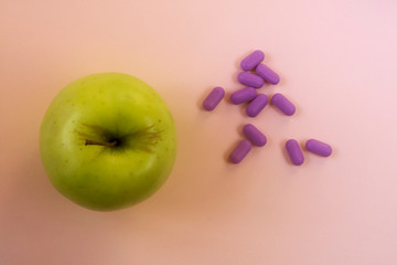 Apple Vitamins. Apples and pills